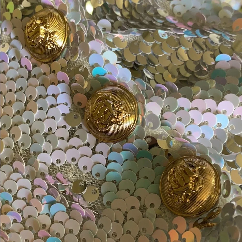 Fashion Nova Iridescent Sequin Blazer Jacket with Gold Buttons - Picture 8 of 8